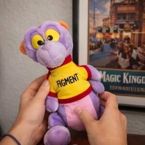 Vintage Disney Figment Plush Epcot Center Purple Dragon Walt Disney Productions